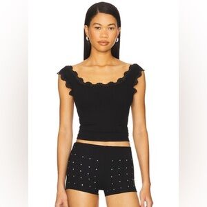 LNA Clothing Cassidy Lace Ribbed Tank - black